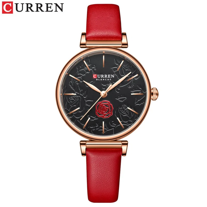 Curren 9078 Women's Leather-Belt Watch Waterproof Quartz Watch Fashion Casual Watch