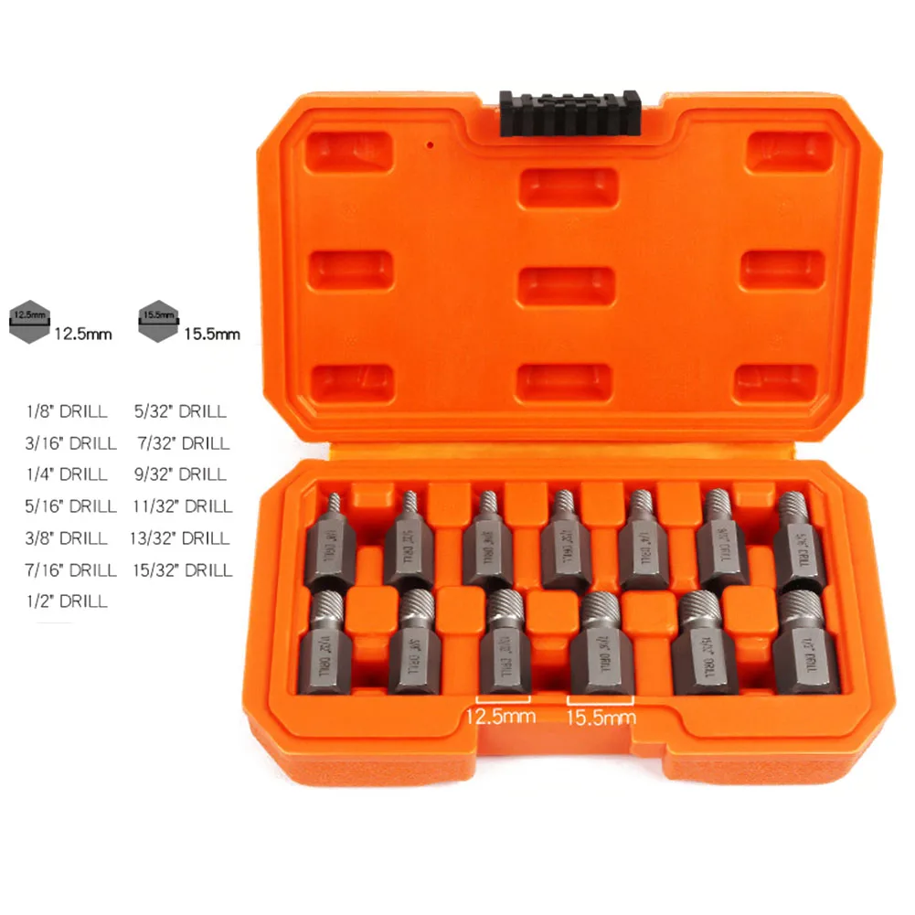 

13Pcs Screw Extractor Set Multi-Spline Easy Out Bolt Extractor Kit Hex Head Bolt Remover Tool For For Damaged Bolts Screws Nuts