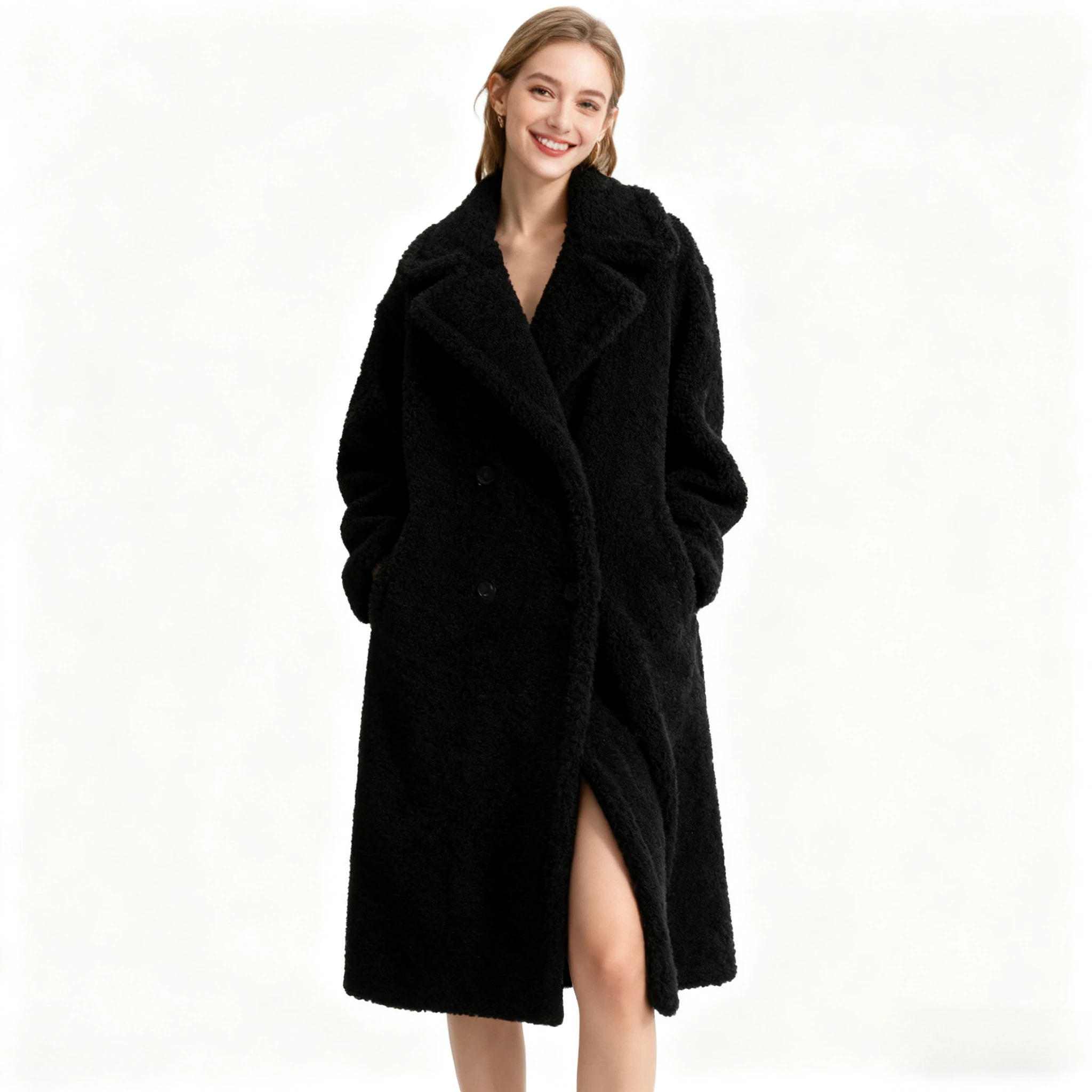 

Coats Long Coat Women Work Turn Down Collar Warm Thick Work Warm Y2k Streetwear Elegant Jackets Open Stith Autumn Winter 2025