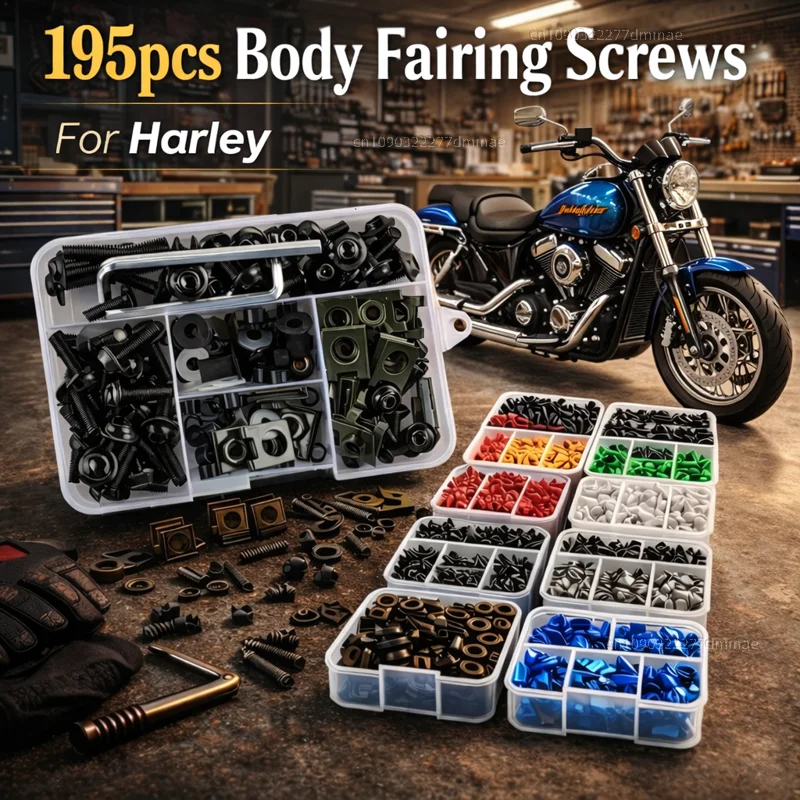 

195pcs Motorcycle Fairing Bolts Body Screws Nuts For Harley Davidson ADV 1250 PA1250 Special Softail Sportster Touring Kit CNC