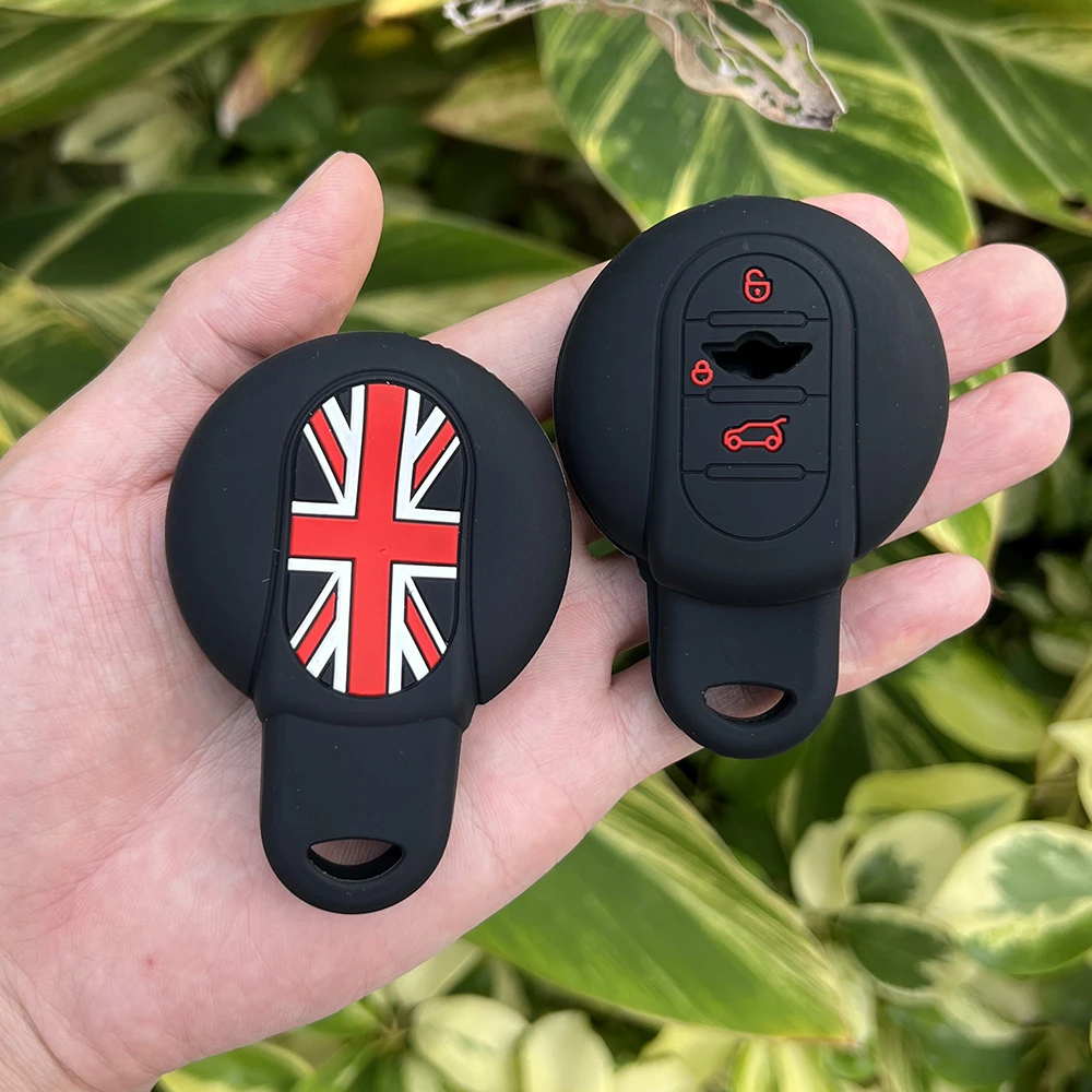 ZAD Silicone car Key cover Case fob set cup Bag Fit for BMW MINI Cooper 2014 2015 f55 f56 3button key