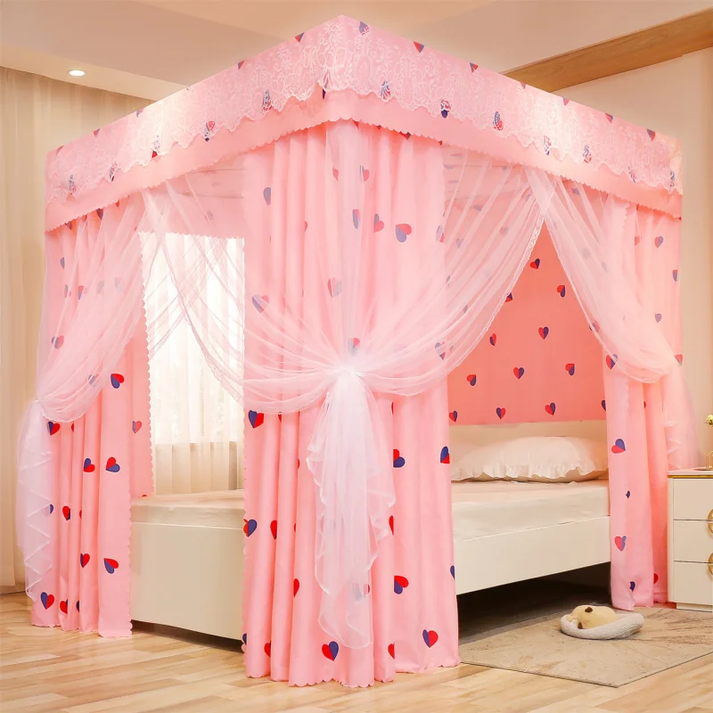 

Princess Style Bed Curtain Home Bedroom Dustproof Top Light Blocking Dustproof Windproof