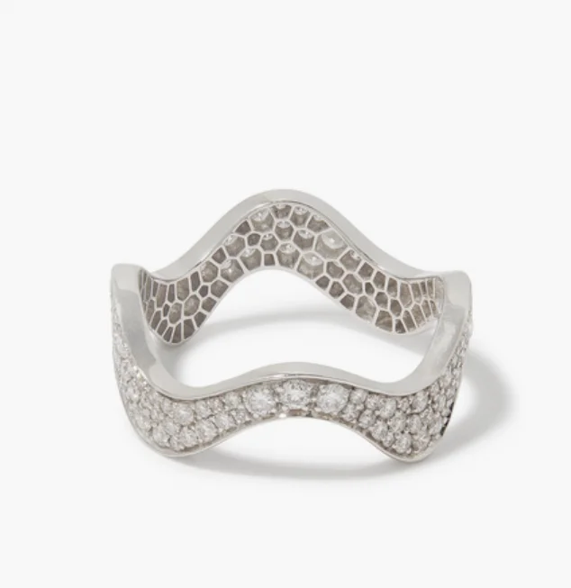 

New Geometric Wave Finger Rings for Women Bezel Set Full Shiny 5A Cubic Zirconia Gold Silver Color Fashion Jewelry for Party
