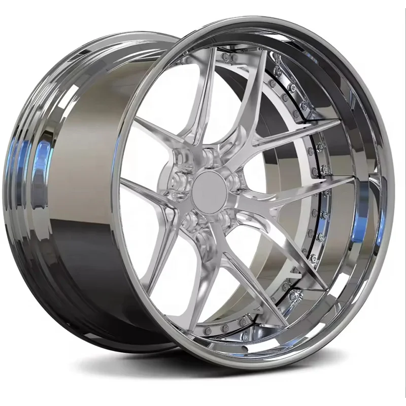 

Customized two-piece forged aluminum alloy wheels, high-strength deep lip multi-spoke CNC precision machining, glossy black
