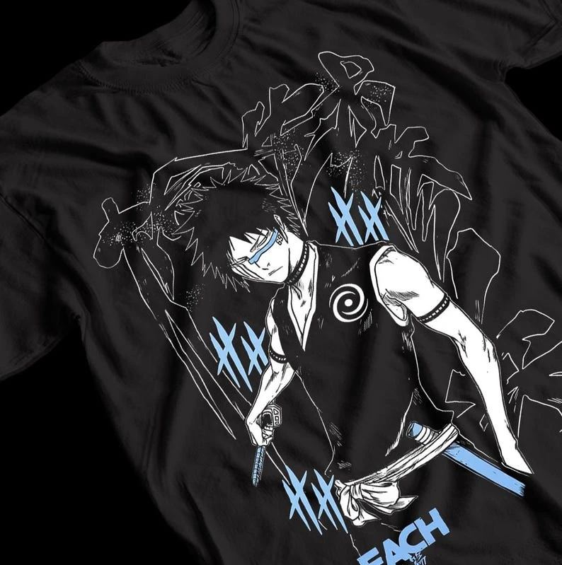 Vintage Anime Bleach Japanese Manga Graphic Tee Unisex Otaku Streetwear Kawaii Y2k Cotton Short Sleeve Crew Neck Oversized Top