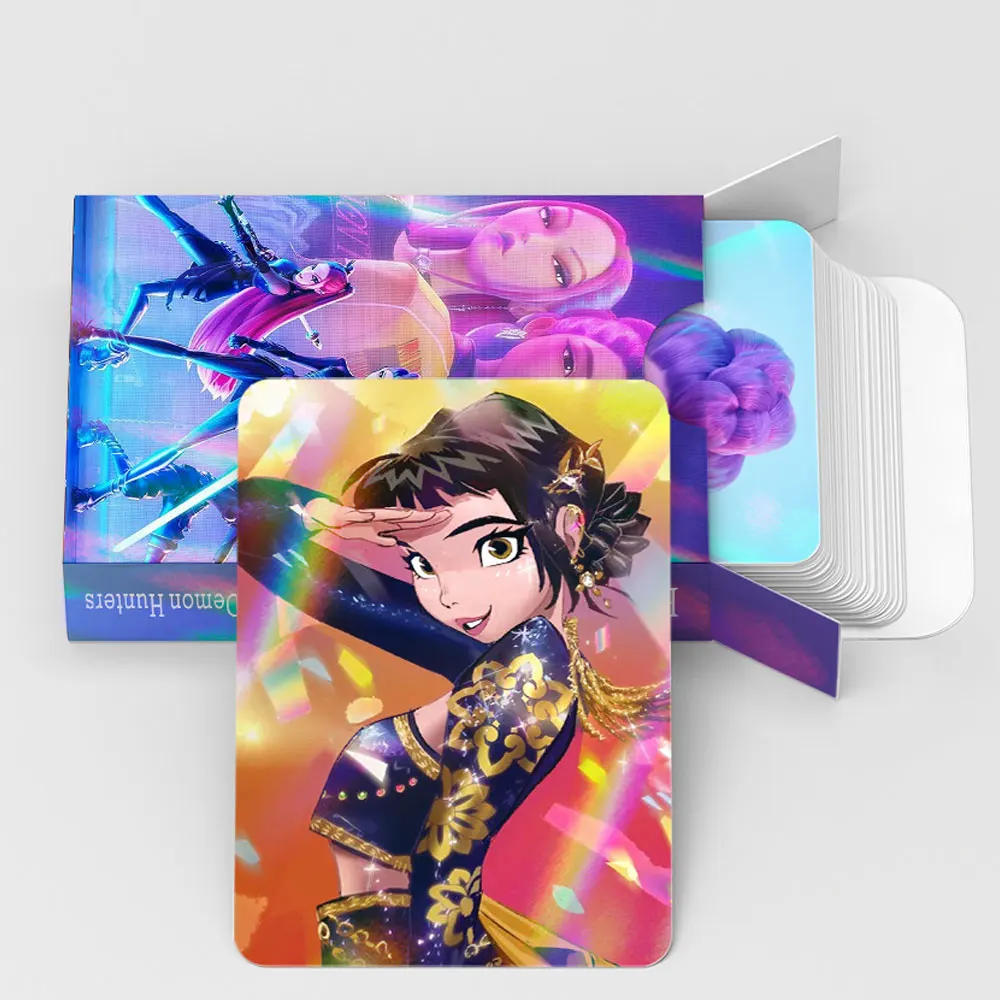 30 Pcs Double-sided K-POP Demon Hunter Girl Group Collectible Game Laser Cards Anime Collectible Set for Fans Holographic Cards