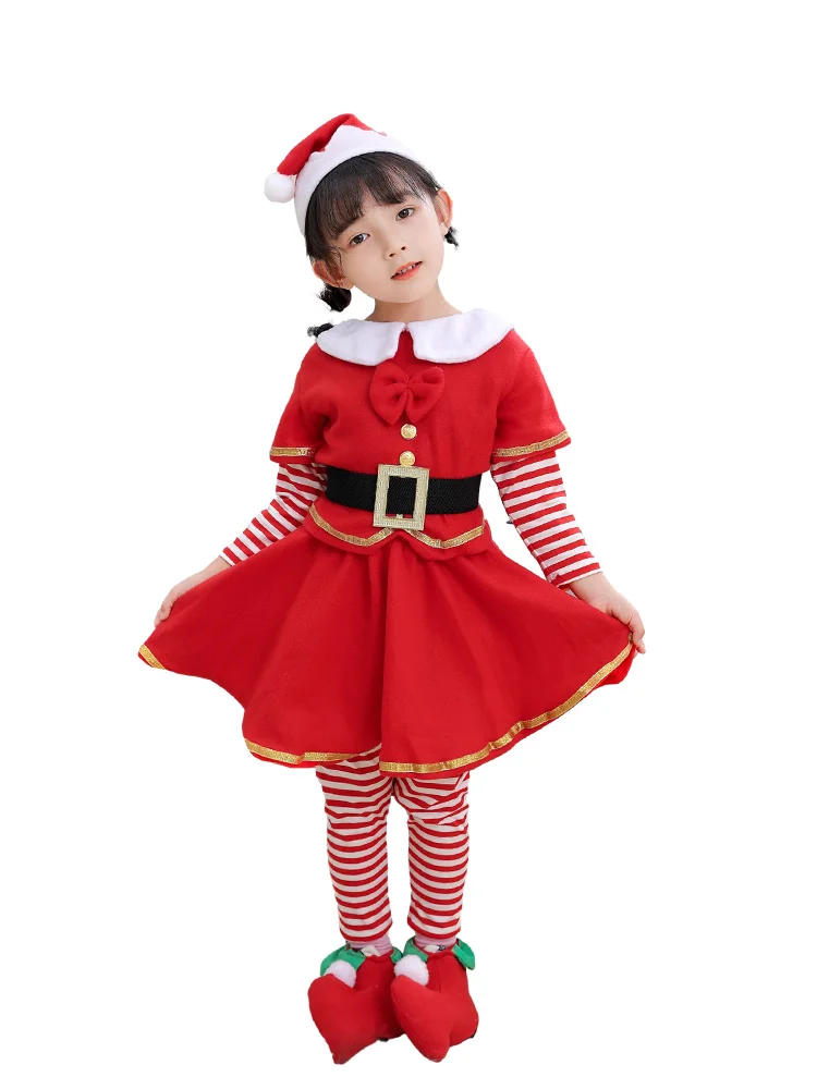 Costume Cosplay de Noël pour Enfants, Tenue de Père Noël pour Bol, Vêtements de Noël Rouges, Robe de Performance de ixdu Nouvel An, Cadeaux de Noël Imbibés
