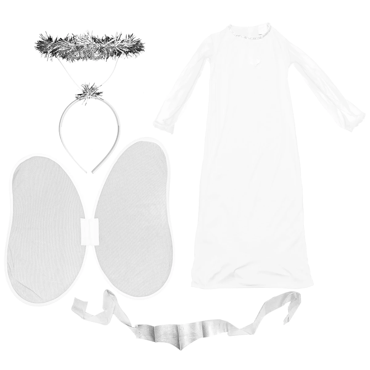

1 set Girls Halloween Kids Costume Wings Clothes Halloween Costume Children Show Masquerade Kids White Shape