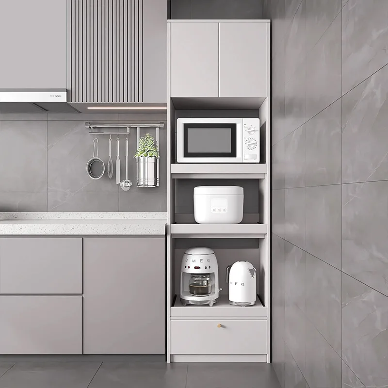 Kitchen Pantry Storage Cabinet Modern Simple Microwave Oven Shelf Floor to Floor Corner Refrigerator Multi-layer