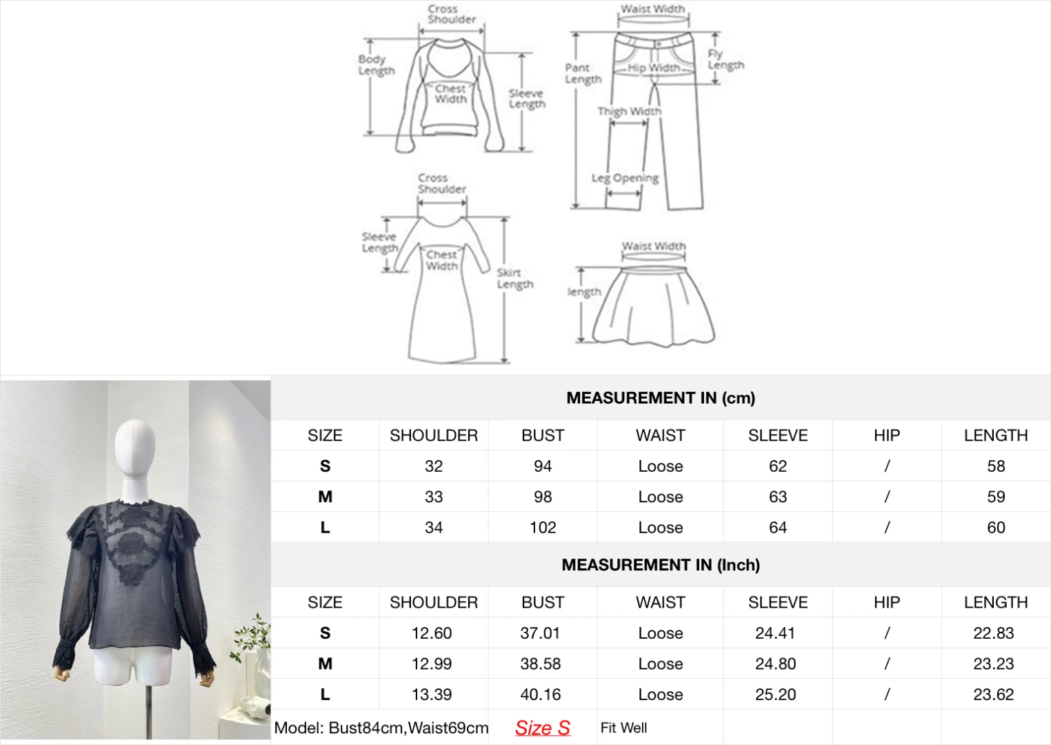 2025 Conjunto de blusa e shorts de retalhos de renda preta de alta qualidade