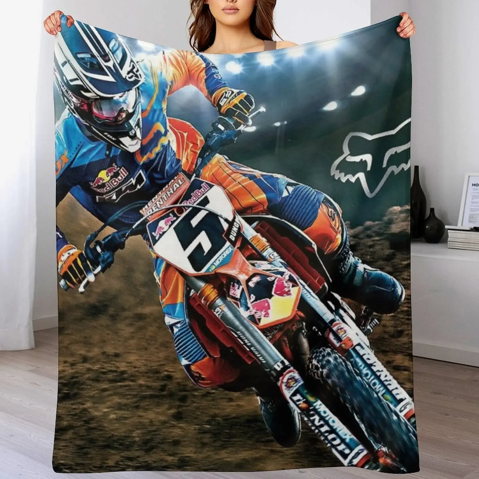 Ryan Dungey Motocross-Racer Throw Blanket Furry Soft Beds Bed covers Blankets