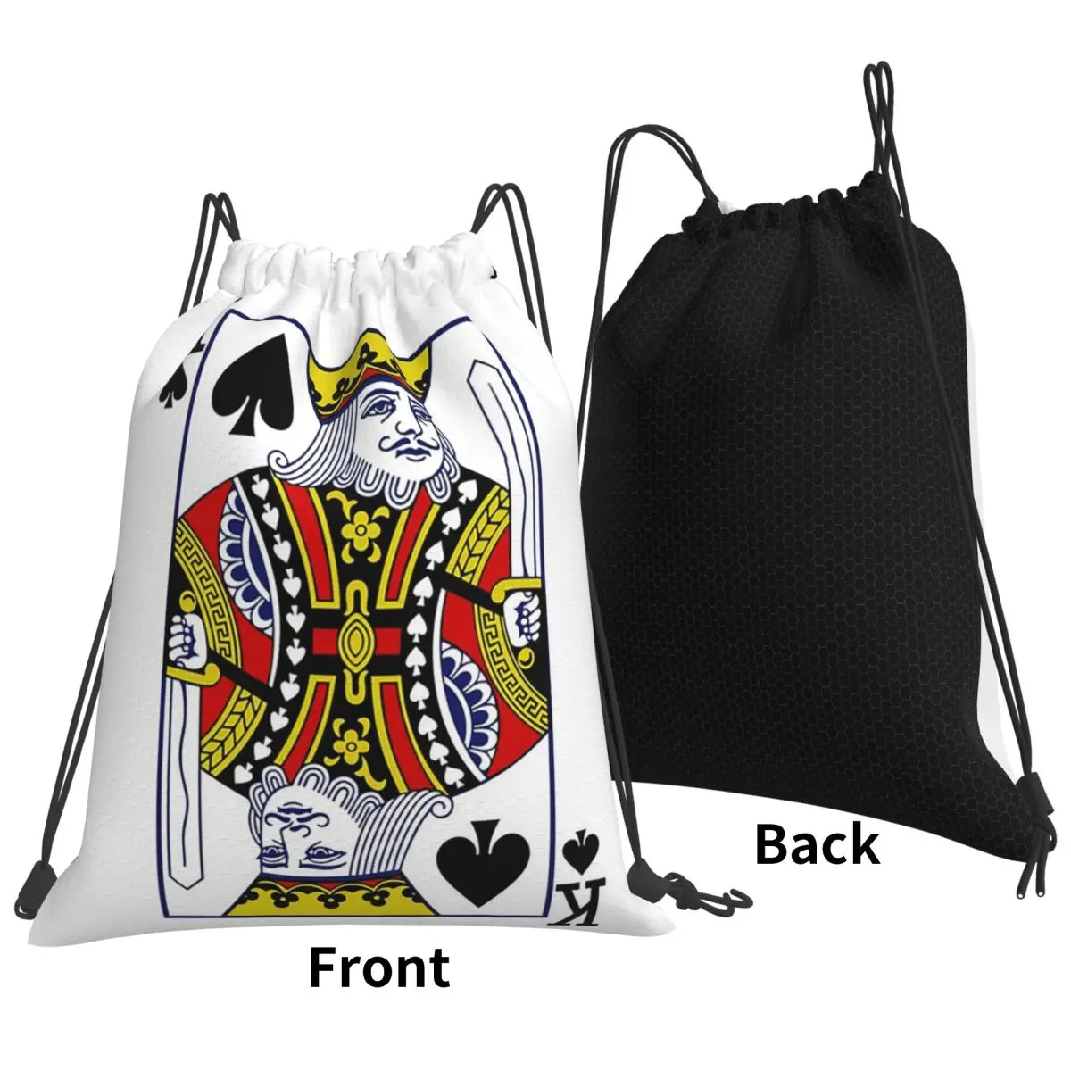 King Of Spades Playing Card Backpacks Casual Drawstring Bags Sundries Bag Book Bags for Man Woman Students