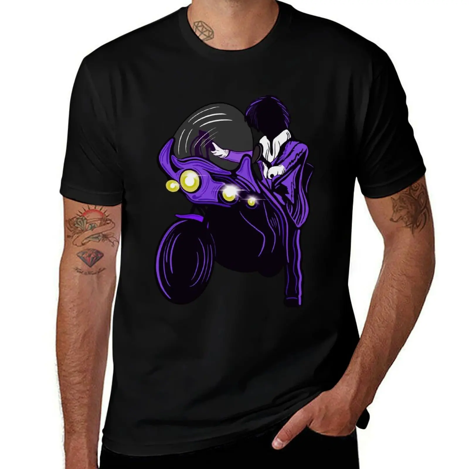 

for funny high man graphic brand Motorbike Music man shirts t Cover luxury shirts quality t T-Shirt Purple Album Prince