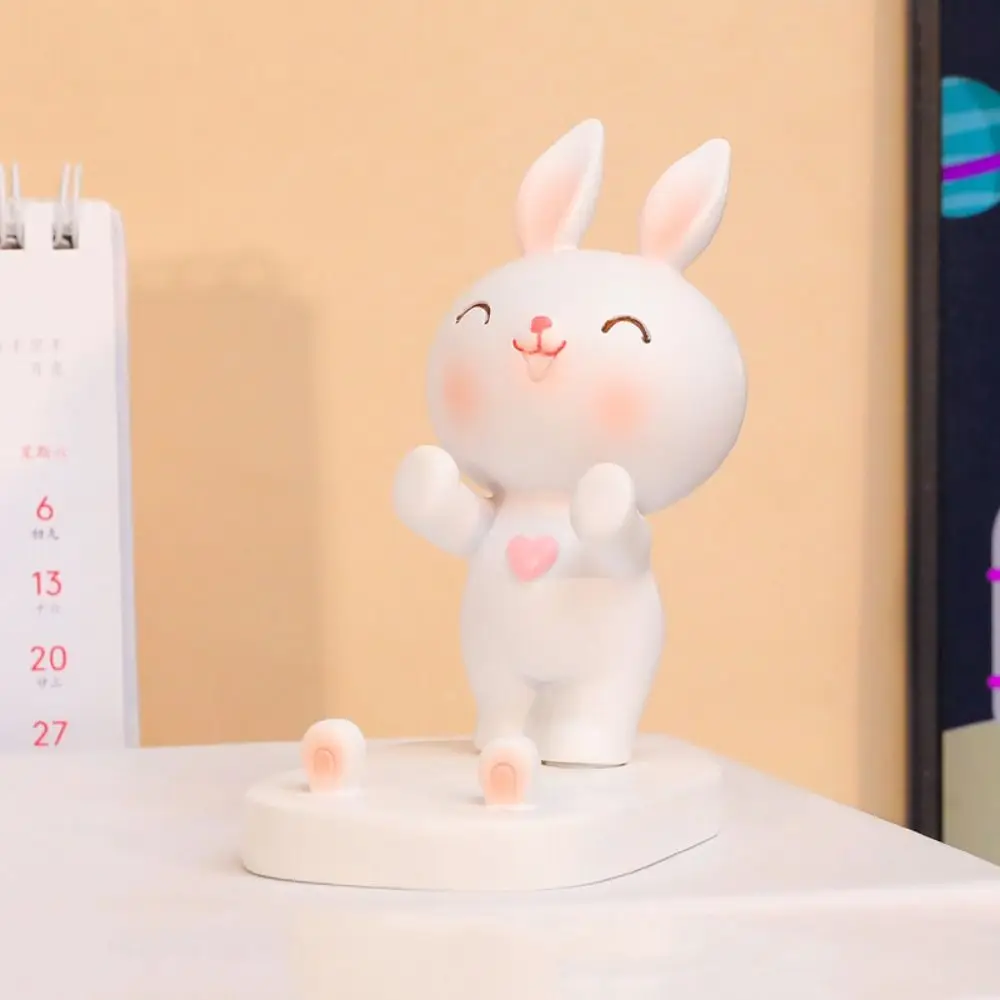 Resin Rabbit Phone Stand Multi-functional Statue Cat Mobile Phone Holder Cute Anti-slip Cat Desk Lazy Bracket