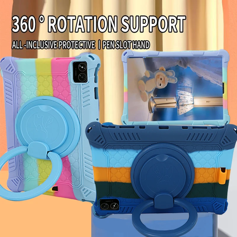 360 Rotating Stand Case Universal For Teclast T40S T40 Pro 5G Plus 10.4 inch Soft Silicone Cover With Handle Grip Shoulder Strap