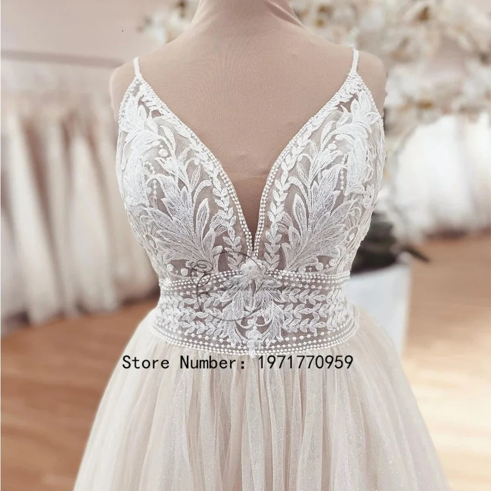 Light Champagne Wedding Dresses For Princess Sleeveless Exquisito Applique Bridal Gown Customized Back vestidos de novia 2024