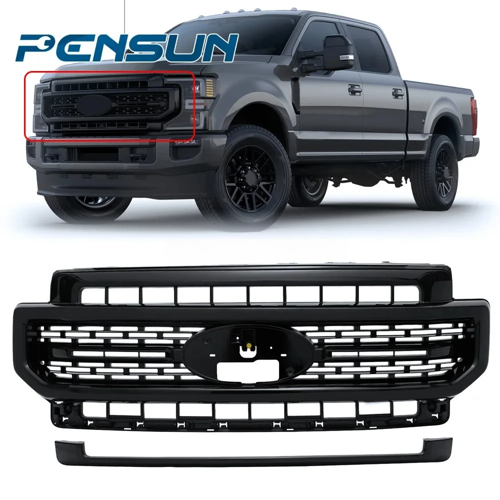 Factory Custom Gloss Black Front Bumper Grille Body Kit Assembly For 2020-2022 For Ford For F250 Lariat Sport Super Duty Grille