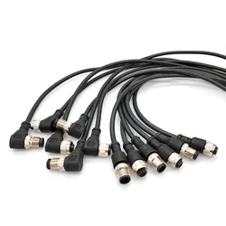 Conector de sensor M12, cable impermeable, macho y hembra, 4, 5, 8 pines + 2m, PVC, moldeado por inyección integrado, conectores M12