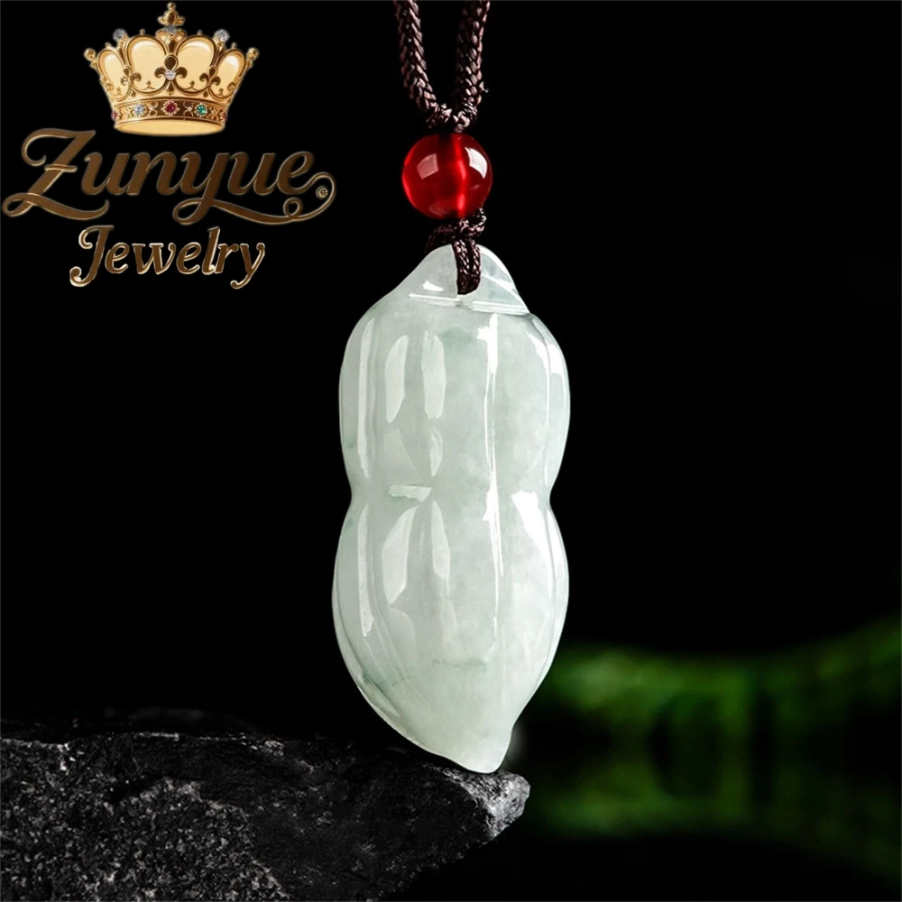 

Natural A-Grade Jadeite Good Things Happen Peanut Pendant Jade Pendant Exquisite Flower Piece Women's Jade Pendant