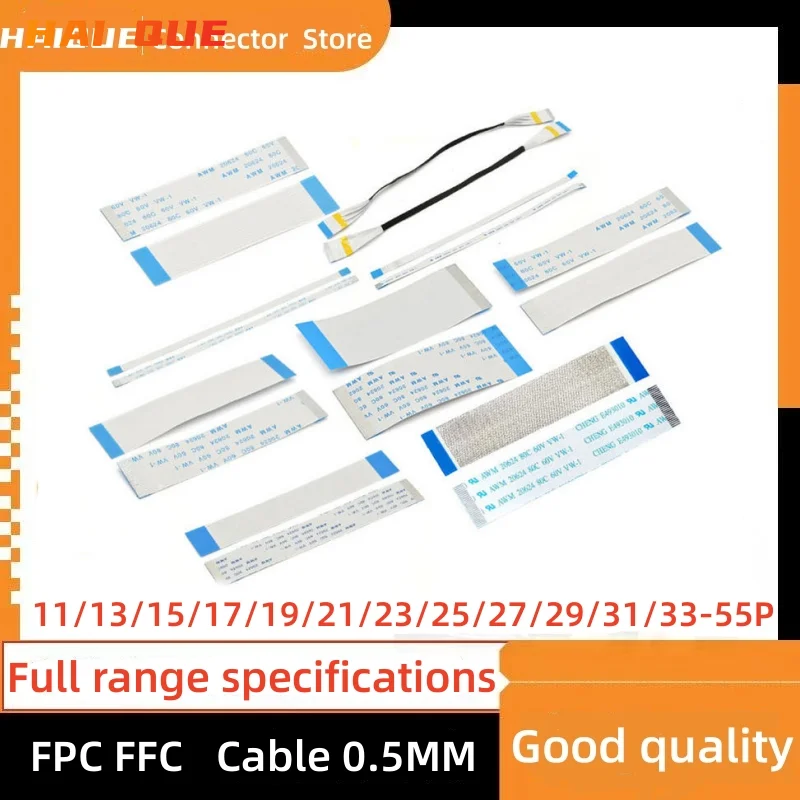 10Pcs FPC/FFC Ribbon Flexible Flat Cable 0.5MM Pitch 4 5 6 8 10 12 14 16 18 20 22 24 26 30 32 34 36 38 40 45 50 54 60 Pin