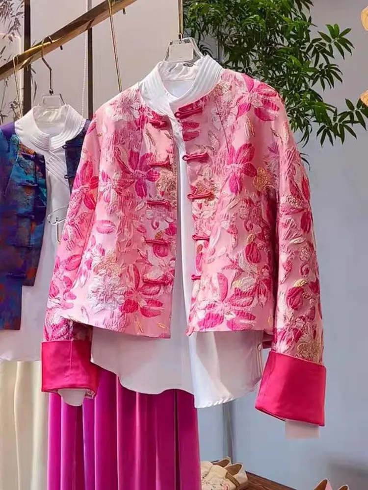 

Elegant Unique New Chinese Style Women's Jacket National Style Early Autumn High End Retro Top Buttoned Loose Fit Ladies Oute...
