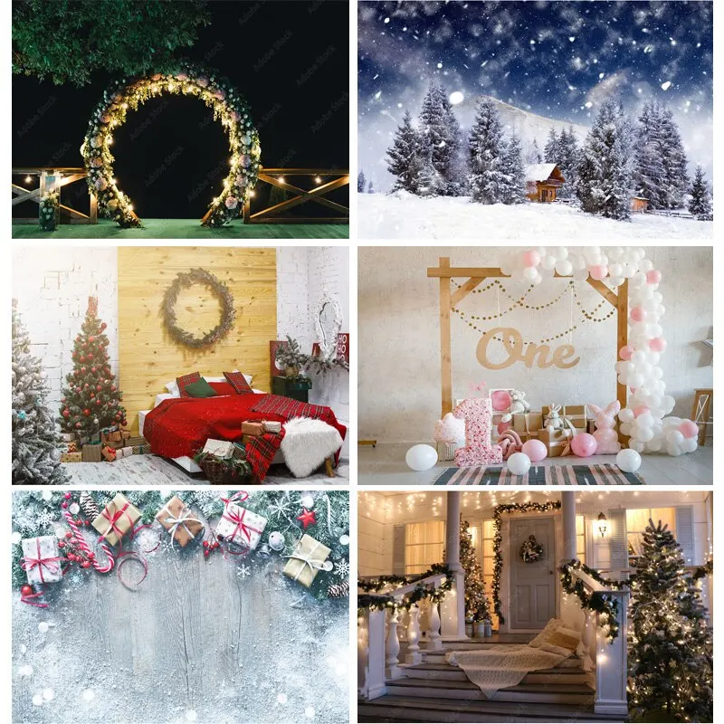 

SHUOZHIKE Christmas Photography Background Snowman Christmas tree Portrait Backdrops For Photo Studio Props SDSD-05