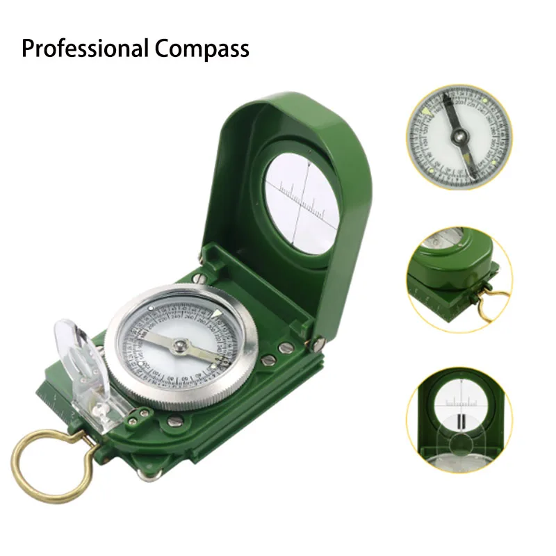 

Green Tactical Sighting Compass Waterproof Multifunctional Survival Navigation Tool for Camping Hunting and Outdoor Travel