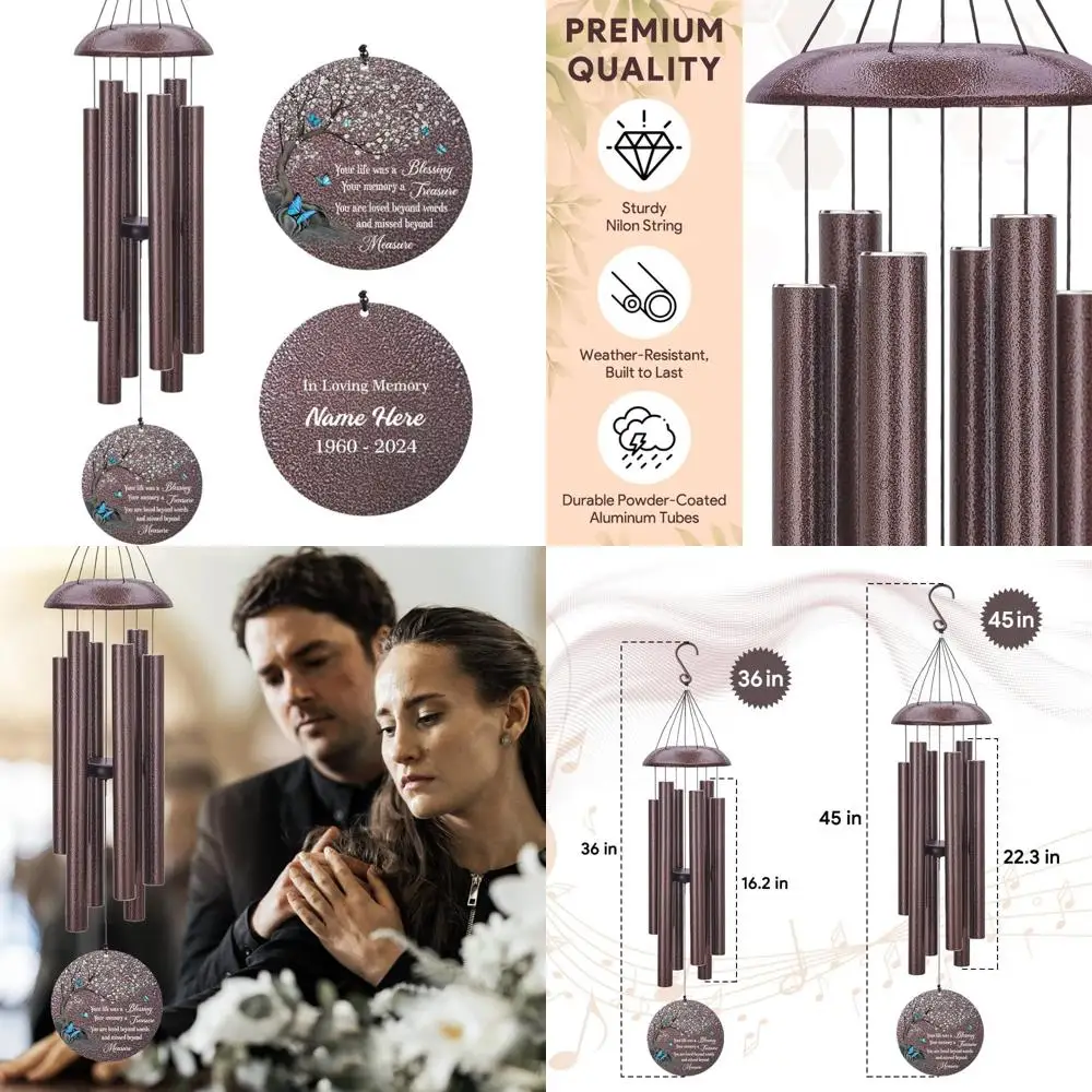 

Большие металлические колокольчики с синей бабочкой — персонализированный мемориальный подарок сочувствия для родителей по запросу