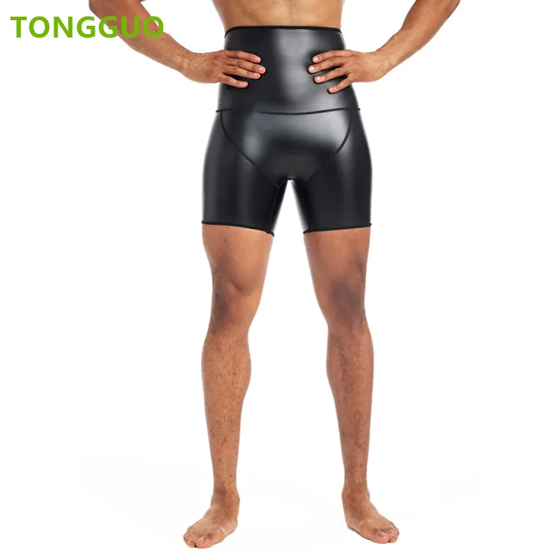 

Крутой парень, модные тонкие эластичные кожаные брюки для фитнеса, формирователи тела, тренажер для талии, компрессионные кожаные шорты с высокой талией для живота