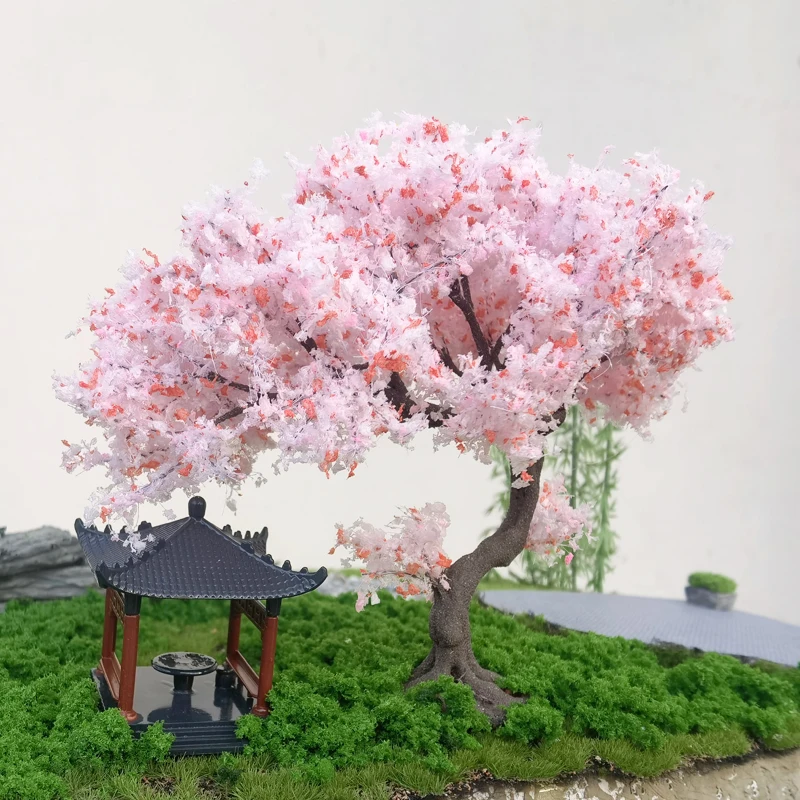 10/15cm Model cherry Tree Bending Shape pink blossom tree model Train railway layout handmade diy material micro landscape decor