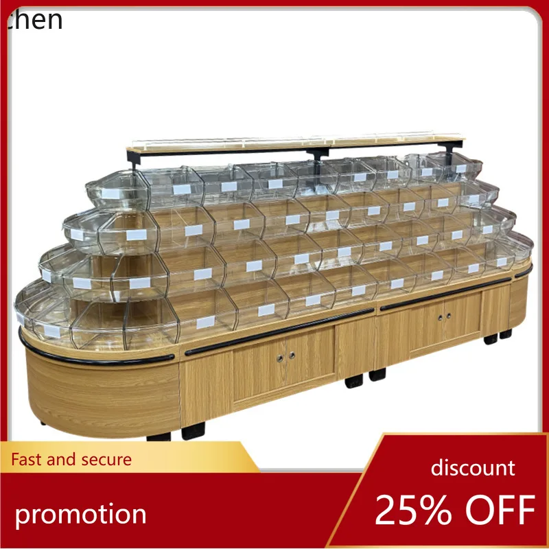 ZML Display Cabinet Candy Cookie Display Double-Sided Food Scale Bulk Island Round Cabinet