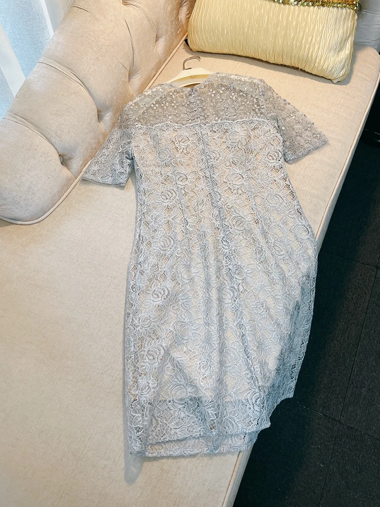 Spódnica Ele Lace Dr Slim Fit z wysokim stanem, o kroju litery A, zapinana na zamek, modna letnia spódnica dla wyrafinowanych kobiet...