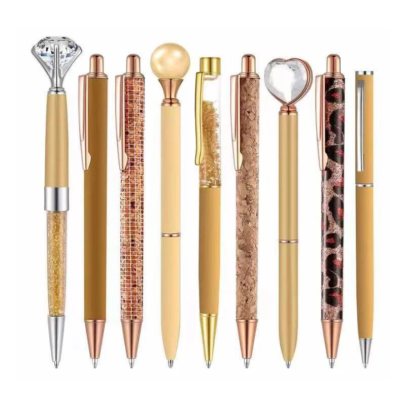 Ensemble de stylos à bille diamant avec Logo personnalisé de même couleur, stylo métallique pour étudiants, bureau, de luxe, gravure de nom, cadeau,