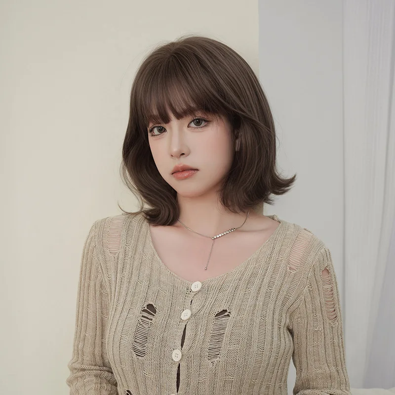 باروكة شعر قصيرة، عصابة رأس مموجة بذيل شعر مجعد، شعر مستعار طبيعي للحفلات التنكرية، مناسب للاستخدام للنساء #4