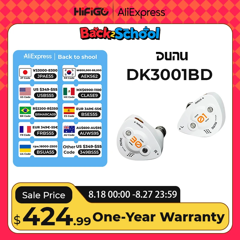 

DUNU DK3001BD 1DD+4BA+4Micro Planar Drivers In Ear Monitor Earphone HiFi Wired Hybrid Earphones MMCX with Q-Lock 3.5+4.4 Plugs