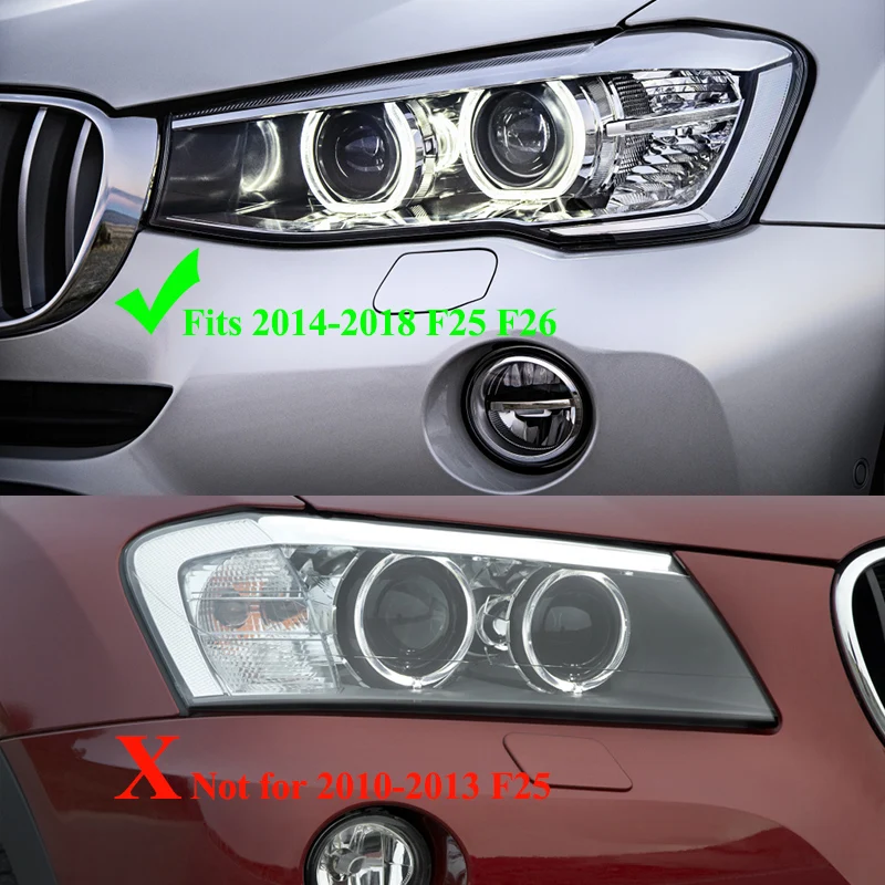 PAIR FOR BMW X3 X4 F25 F26 2014-2017 HEADLIGHT LENS COVER REPLACEMENT LEFT RIGHT
