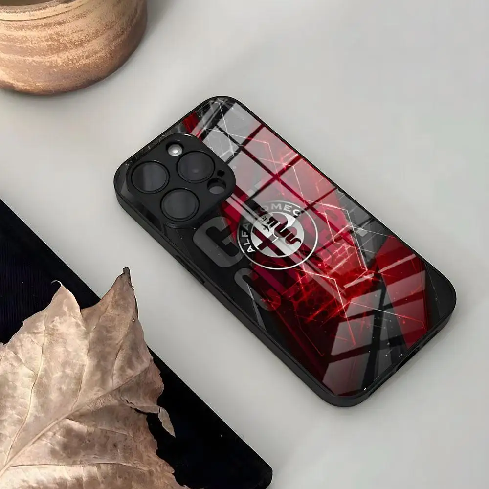

A-alfaes Romeo Car Phone Case Glass For IPhone 16 15 Creative Concept 14 Pro Max 13 12 Mini 11 X XS XR 8 Plus For Samsung S24 23