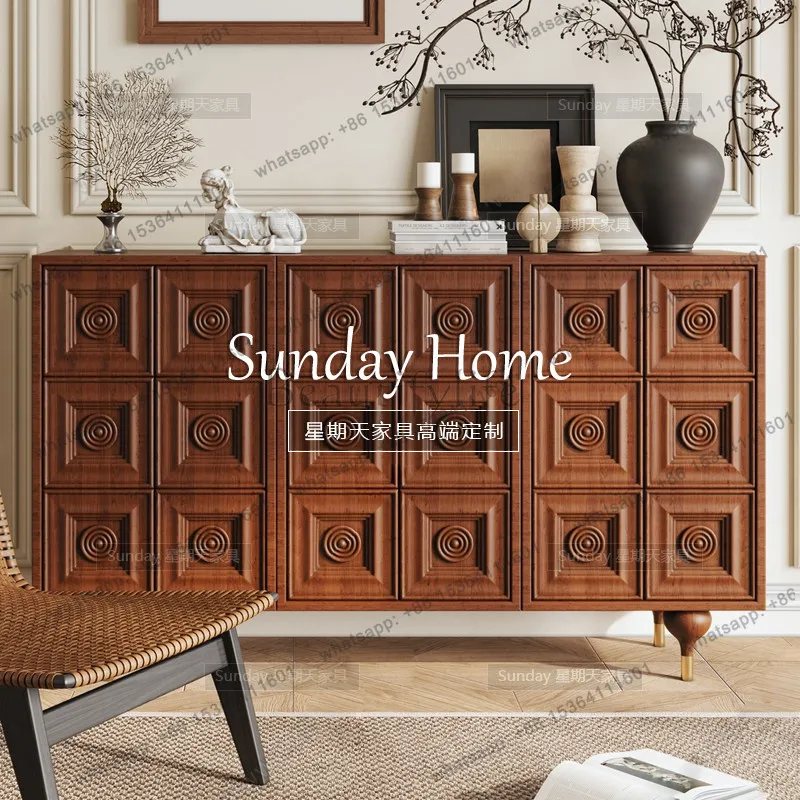 Factory Direct Medieval Retro Dining Side Cabinet Wabi Sabi Living Room Bedroom Entrance Cabinet