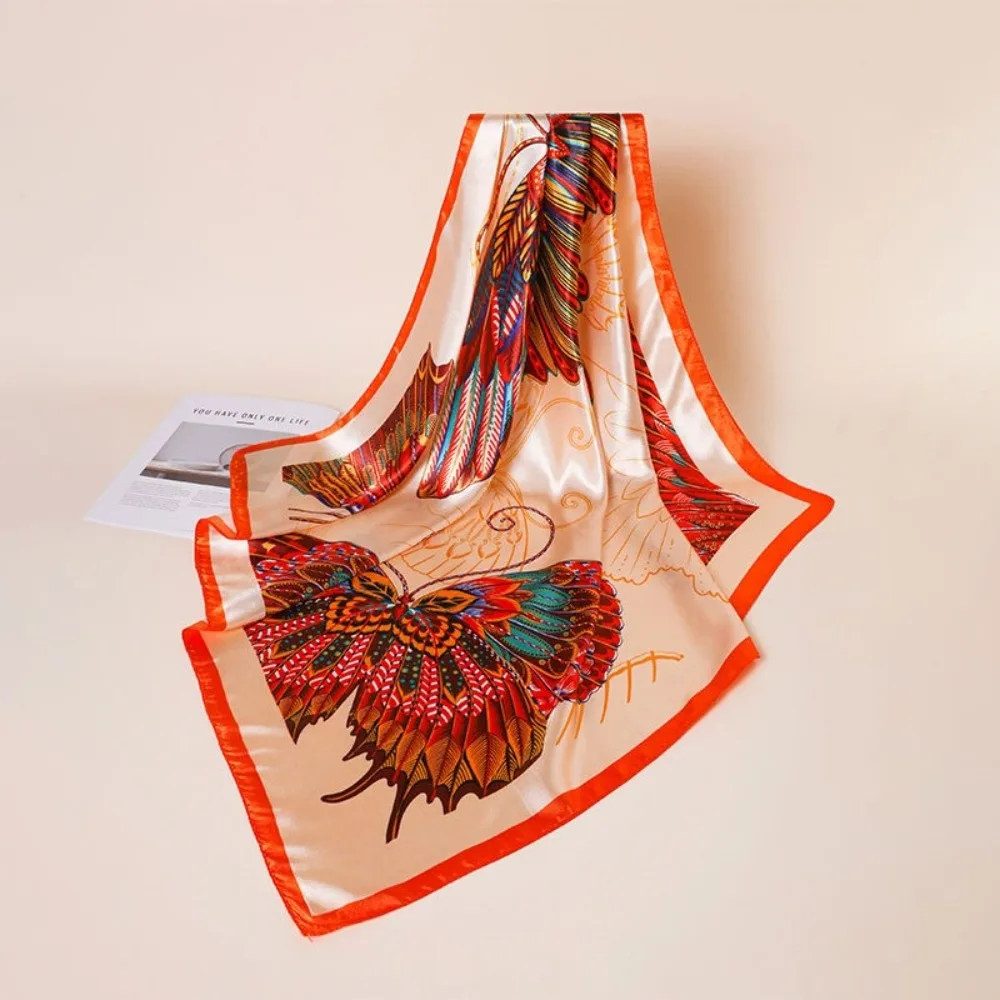 

Printed Design Muslim Turban Silk Fabric Retro Pattern Stretch Bandana Bohemian Style Elastic Material Square Scarf