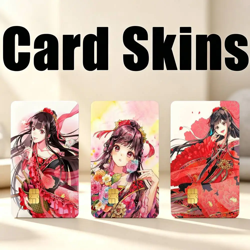 Though I Am an Inept Villainess Shu Keigetsu 1Set 4Pcs Waterproof Card Skin Stickers for Credit Bus IC Cards