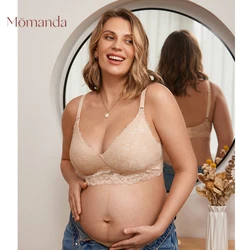 MOMANDA Lace Wirefree  Maternity Nursing Bra Sexy Breastfeeding Lightly Padded Lingerie Bralette For Pregnant Women Lactation