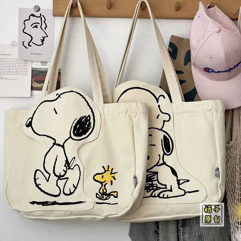 Miniso Anime Merchandise Collaboration, Canvas Shoulder Bag, Cartoon Characters, Large Capacity, Boys and Girls, Christmas Gifts