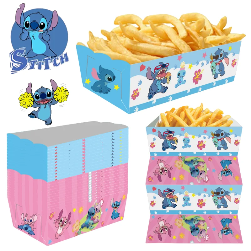 24pcs Disney Stitch Party Food Snack Trays Boxes Kids Birthday Party Supplies Decoration Food Holders for Popcorn Nacho Snack