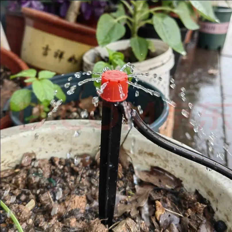 

1/4″ 8-hole Dripper with Stake Adjustable 0-80L/H Flow Sprinkler Anti-fall Off Outdoor Garden Lawn Micro Drip Irrigation System