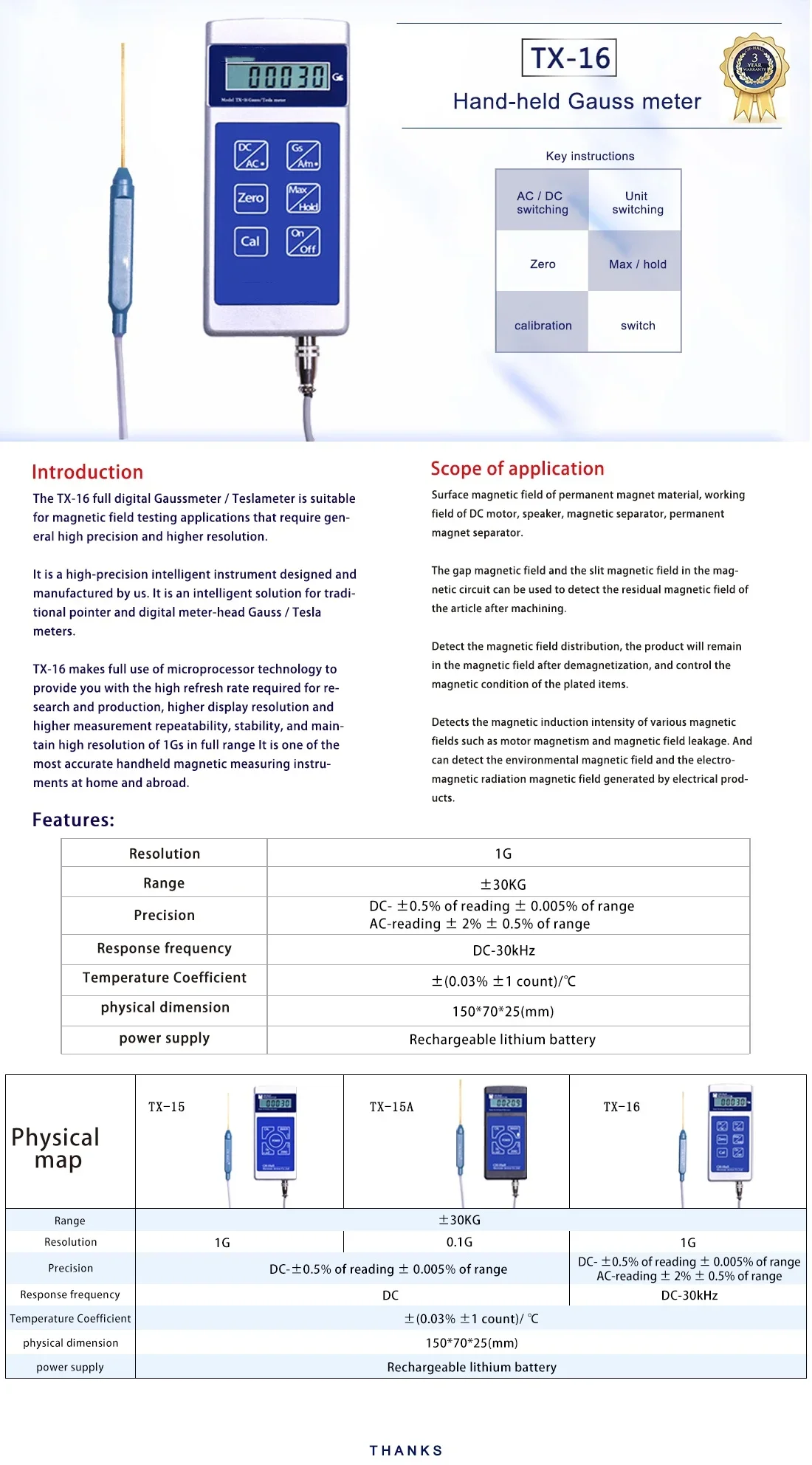 Xtester- TX-16 Hand-held Gauss Meter magnetic field test