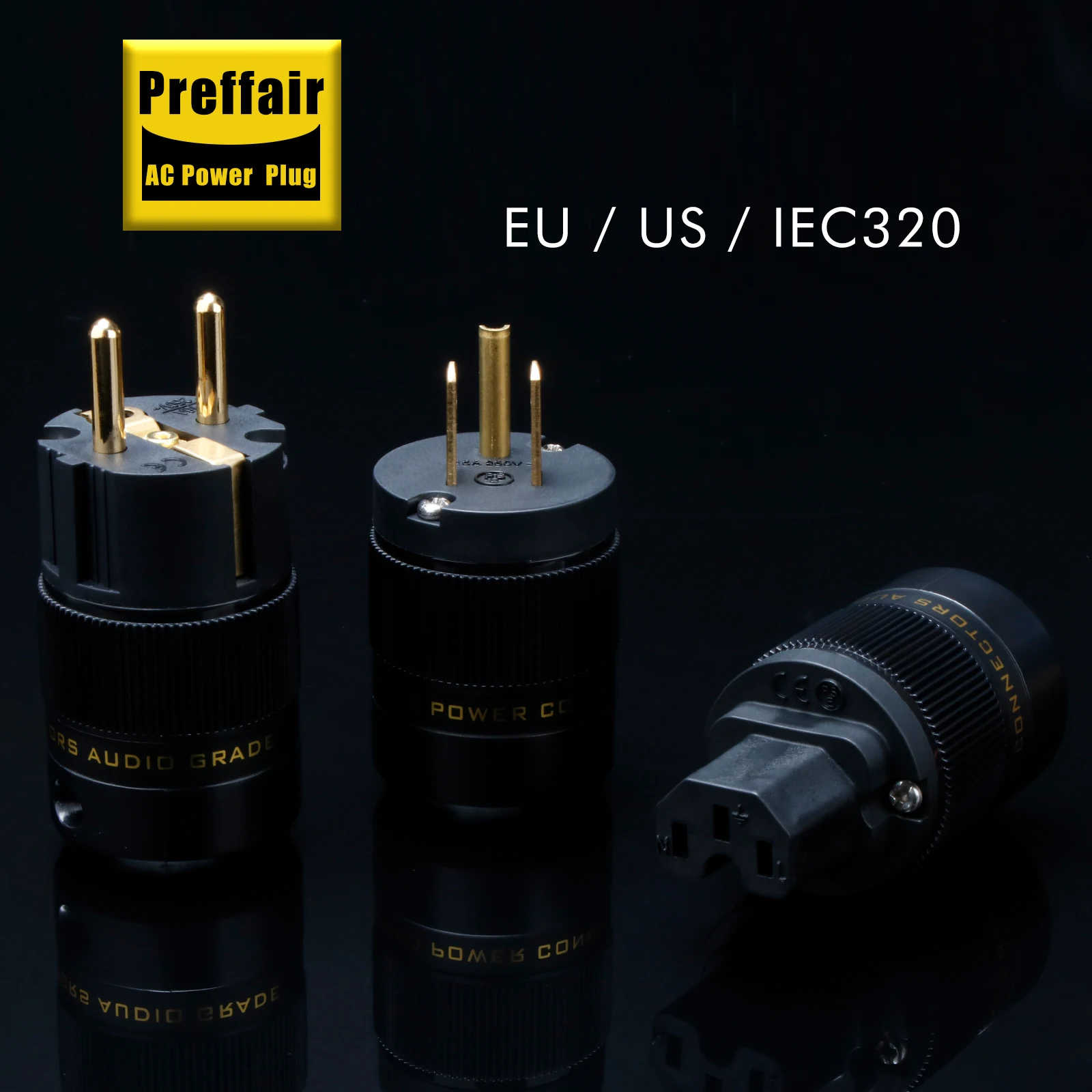 

Preffair 24k Gold Plated Audio Power Plug 10A/250V 20A/125V Hi-End Power Plug Power Cable Plug for Speakers