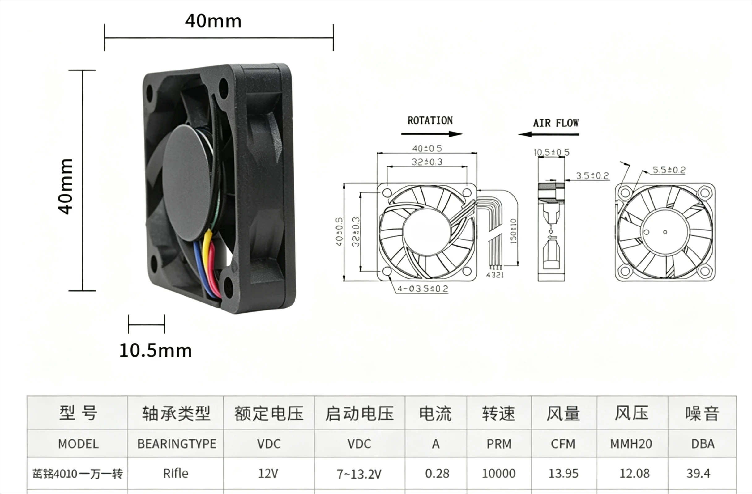 2PCS FOR Thrive HD4010H12B 4010 4CM 4‑Wire PWM Temperature Control High Airflow Cooling Fan DC12V/24V
