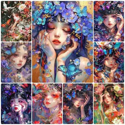 quebra-cabeca-de-senhora-oriental-envolvente-com-flores-mistas-e-borboletas-azuis-em-pinceladas-espessas-e-sonhadoras-com-pigmentos-ricos-e-vibrantes-para-uma-atmosfera-terapeutica