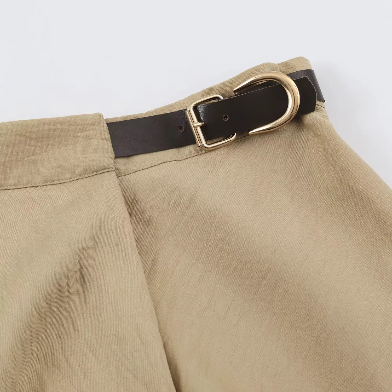 Fashionable Midi Skirt with Buckle Decoration Women's Clothing Versatile Autumn New Arrival French Style Standard Fit A-Line ...