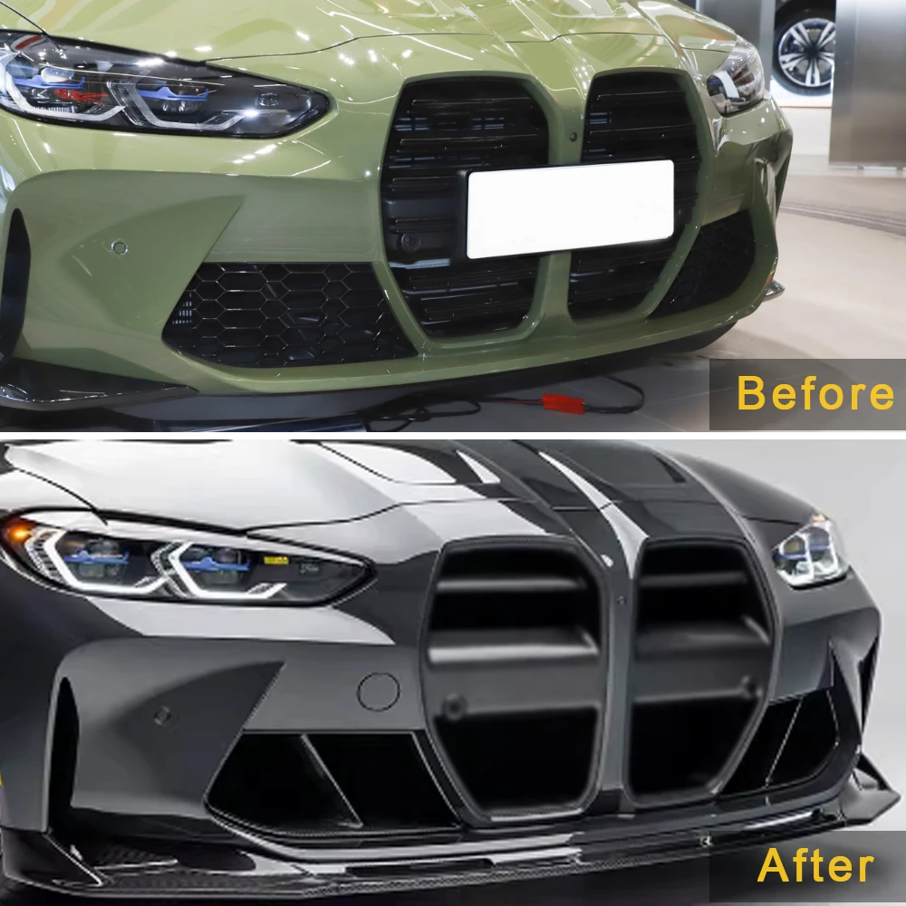 For BMW M3 G80 M4 G82 2021-2023 V Style Dry Carbon Fiber 3PCS Car Front Bumper Lip Body Kit Bumper Canard Bar Guard Auto Chin